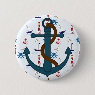 Badge Rond 5 Cm Ancre avec le bouton bleu de Pinback d'impression
