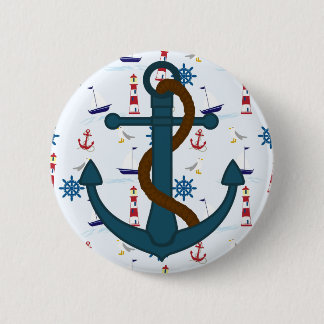 Badge Rond 5 Cm Ancre avec le bouton bleu de Pinback d'impression