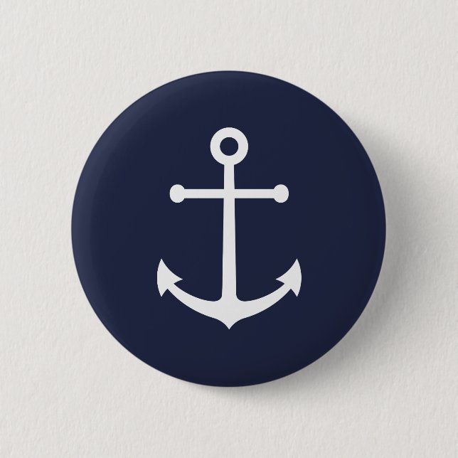 Badge Rond 5 Cm Ancre bleue marine (Devant)