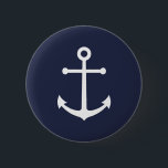 Badge Rond 5 Cm Ancre bleue marine<br><div class="desc">Bouton ronde minimaliste moderne avec ancrage blanc sur arrière - plan bleu marine.

Un cadeau parfait pour chaque occasion spéciale.</div>