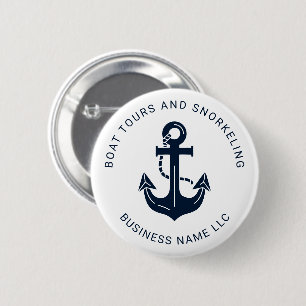 Badge Rond 5 Cm Ancre bleue marine personnalisée pour entreprise
