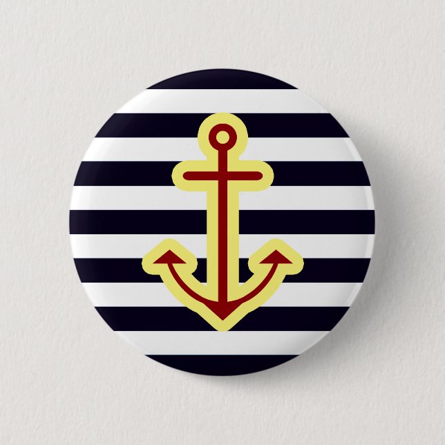 Badge Rond 5 Cm Ancre classique nautique (Devant)