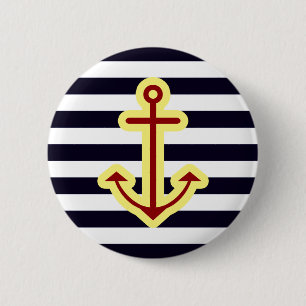 Badge Rond 5 Cm Ancre classique nautique