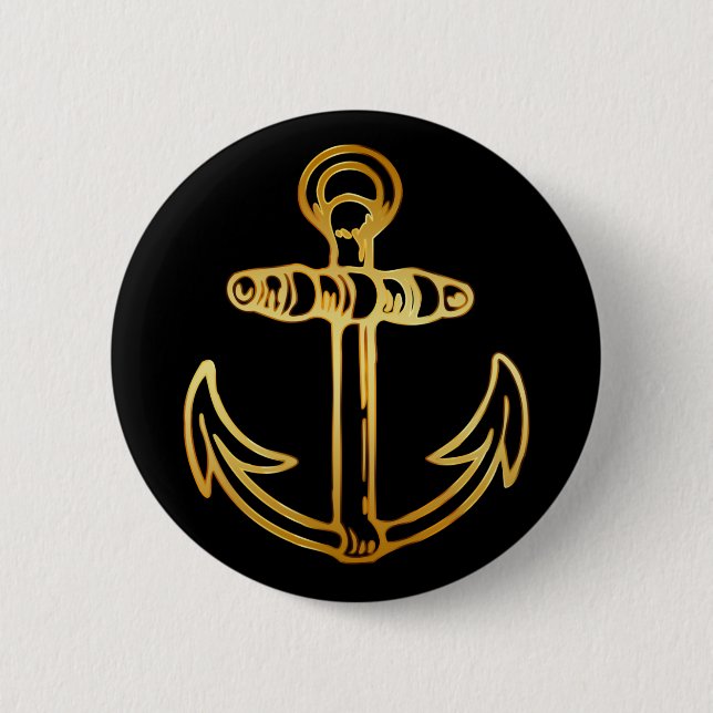 BADGE ROND 5 CM ANCRE DE BATEAUX D'OR (Devant)