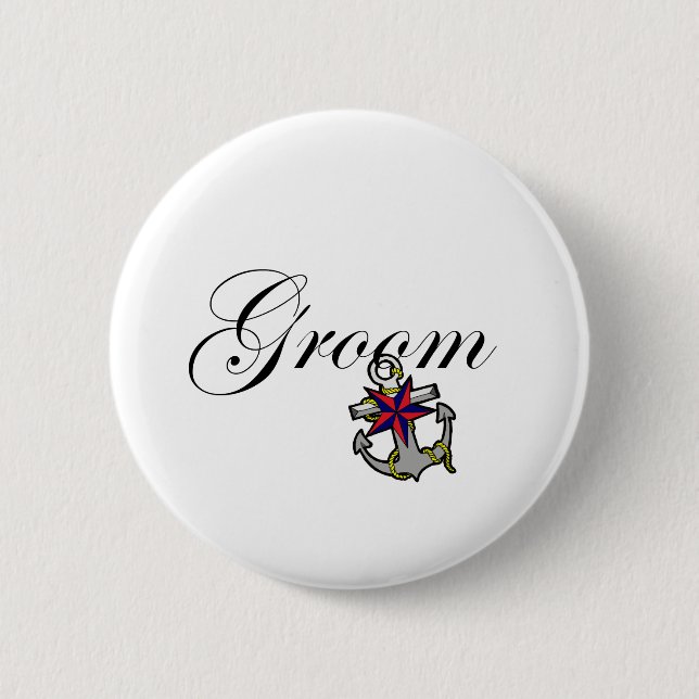 Badge Rond 5 Cm Ancre de marié (Devant)