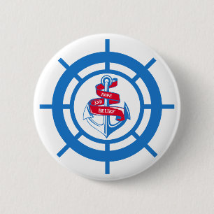 Badge Rond 5 Cm Ancre et volant