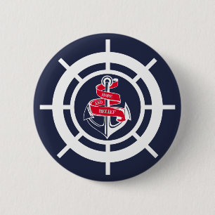 Badge Rond 5 Cm Ancre et volant