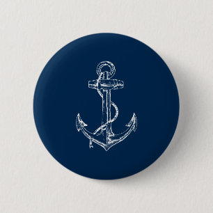 Badge Rond 5 Cm Ancre marine vintage