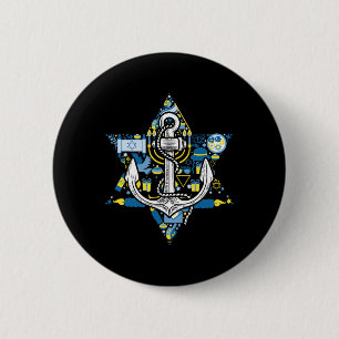 Badge Rond 5 Cm Ancre Menorah Étoile Hanukkah Navigation Voile Cha