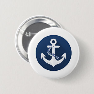 Badge Rond 5 Cm Ancre Nautionique Voile Bateau Blanc Bleu Marine