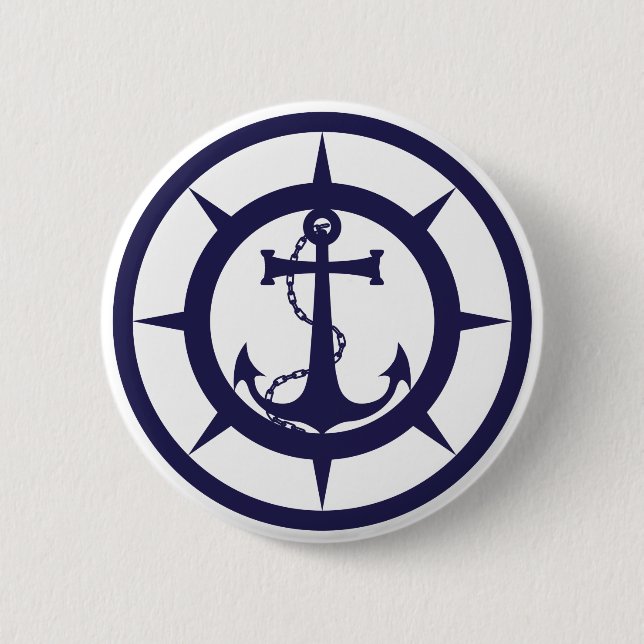 Badge Rond 5 Cm Ancre nautique (Devant)