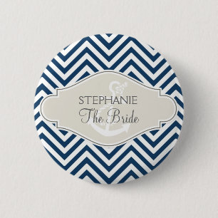 Badge Rond 5 Cm Ancre nautique moderne de rayure de très bon goû