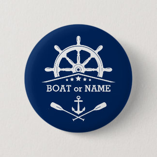 Badge Rond 5 Cm Ancre nautique Oars Helm Votre nom ou Bateau Marin