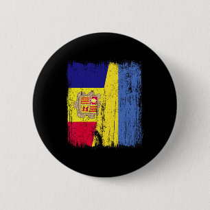 Badge Rond 5 Cm Andorre Ukraine Demi-drapeau Andorien Héritage ukr