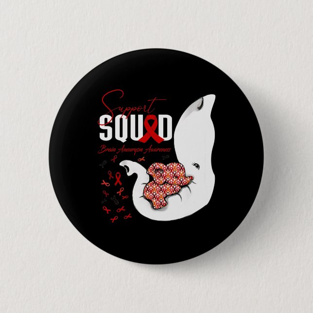 Badge Rond 5 Cm Aneurysme Sensibilisation Soutien Escouade Elephan (Devant)