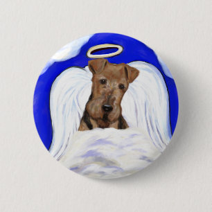 Badge Rond 5 Cm Ange Airedale Terrier