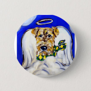 Badge Rond 5 Cm Ange Airedale Terrier