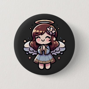 Badge Rond 5 Cm Ange Anime Cherubic - angélique, kawaii,