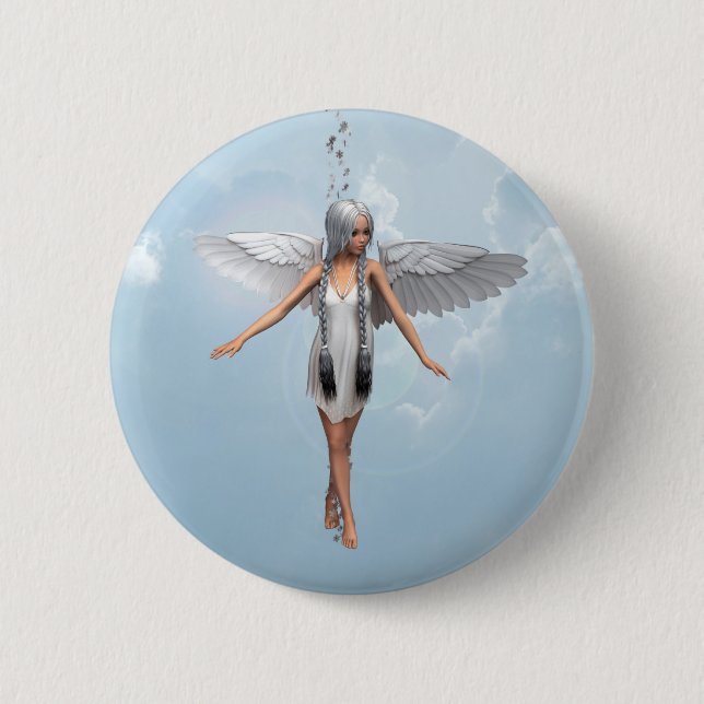 Badge Rond 5 Cm Ange blanc (Devant)