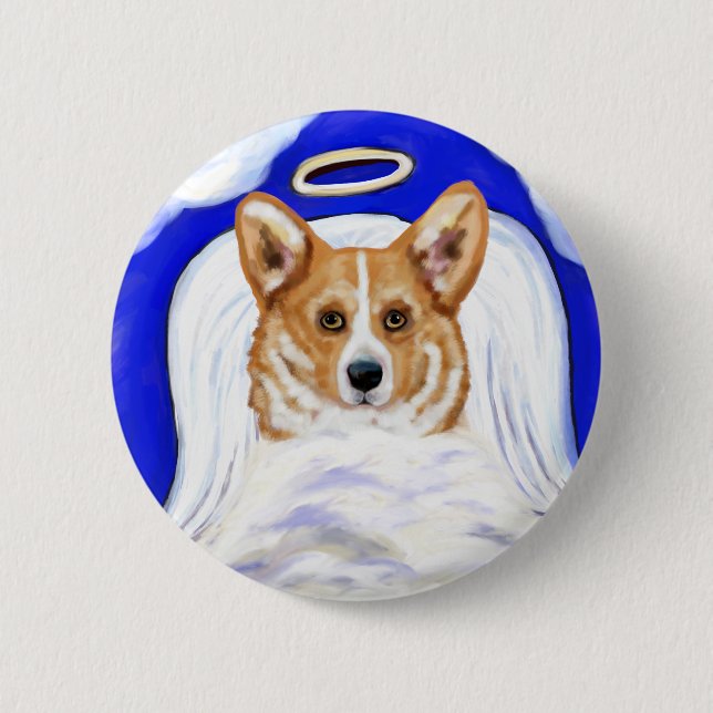 Badge Rond 5 Cm Ange Corgi (Devant)