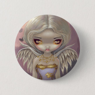 Badge Rond 5 Cm "Ange dans" le bouton lilas