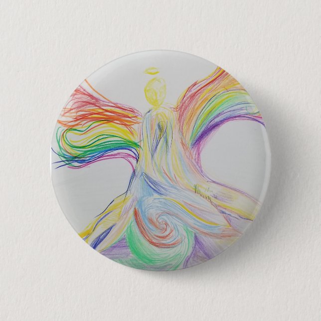 Badge Rond 5 Cm ange d'arc-en-ciel (Devant)
