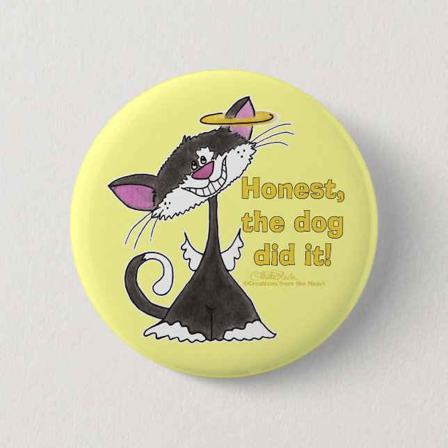 Badge Rond 5 Cm Ange de chat (Devant)