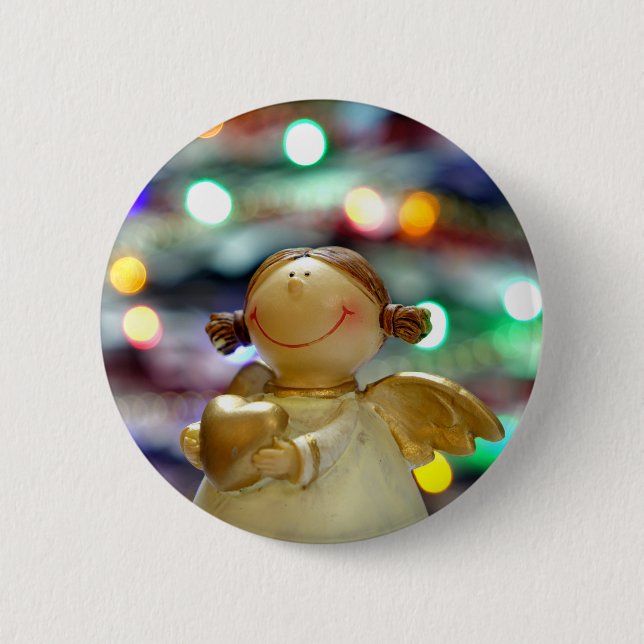 Badge Rond 5 Cm Ange de Noël (Devant)