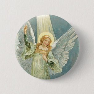 Badge Rond 5 Cm Ange de Noël