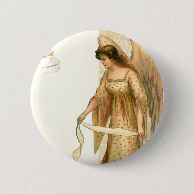 Badge Rond 5 Cm Ange de Noël et ornements (Devant)