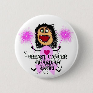 Badge Rond 5 Cm Ange du gardien du cancer du sein