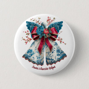 Badge Rond 5 Cm Ange Floral Vintage avec Ailes de Ruban de Fêtes