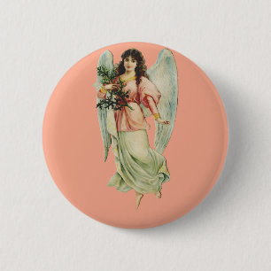 Badge Rond 5 Cm Ange Gardien Divine Vigilance & Grâce Art