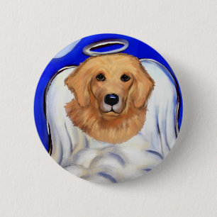 Badge Rond 5 Cm Ange Golden Retriever