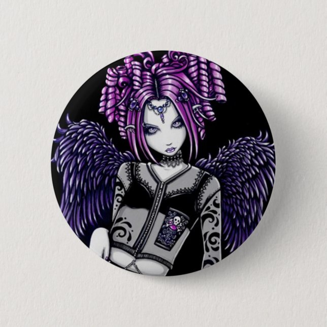 Badge Rond 5 Cm Ange pourpre rose de Natasha (Devant)