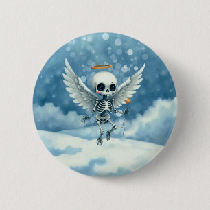 Badge Rond 5 Cm Ange squelette – Le côté doux de l'au-delà.