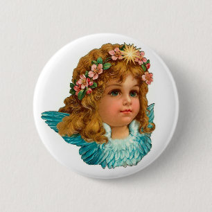 Badge Rond 5 Cm Ange victorien Vintage Floral Pâques