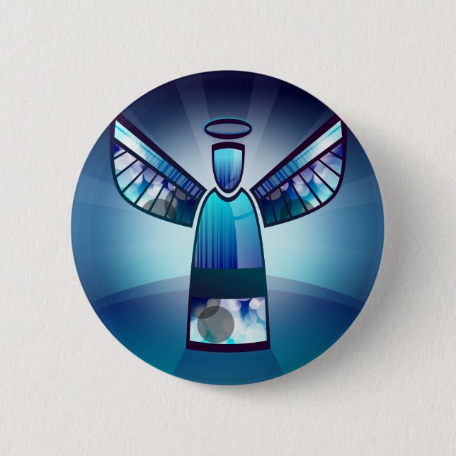 Badge Rond 5 Cm Angel : Angle bleu (Devant)
