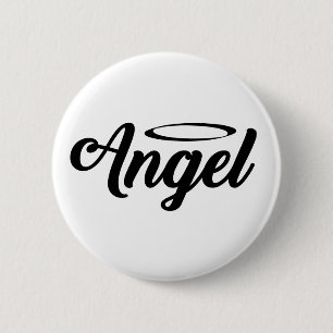 Badge Rond 5 Cm Angel Art Cool Texte Graphique Mot Texte Art Cute