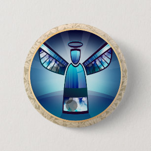 Badge Rond 5 Cm Angel : Bouton Pinback Angel Bleu