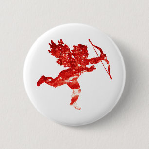 Badge Rond 5 Cm Angel Cupid Red Cherub Saint Valentin