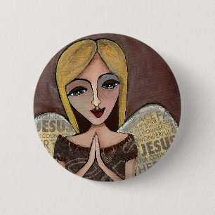 Badge Rond 5 Cm Angel de prière - bouton