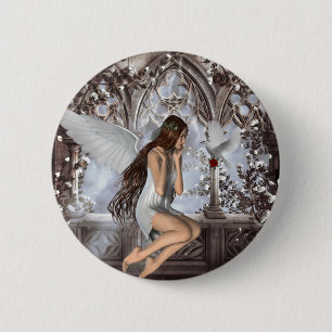 Badge Rond 5 Cm Angel et sa colombe