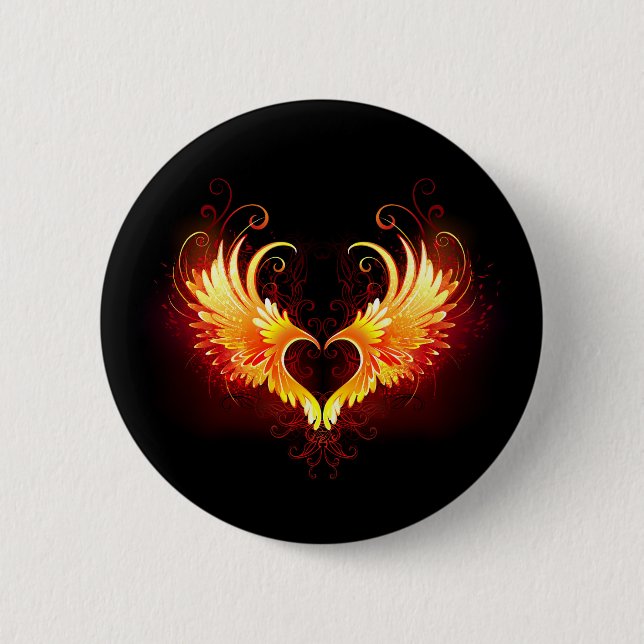 Badge Rond 5 Cm Angel Fire Heart with Wings (Devant)