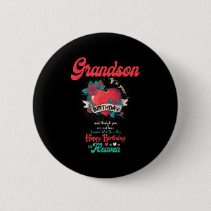 Badge Rond 5 Cm Angel Grandson Joyeux Anniversaire Au Ciel Mémoria