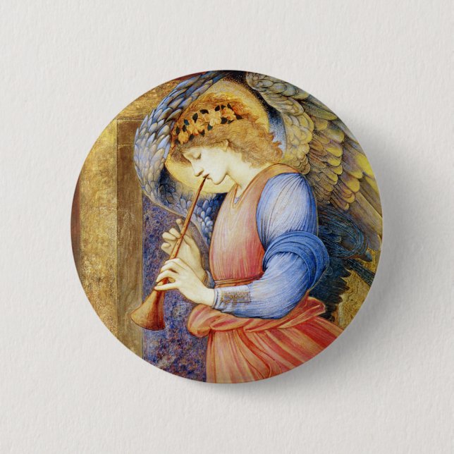 Badge Rond 5 Cm Angel Jouer une broche à boutons Flageolet Burne-J (Devant)
