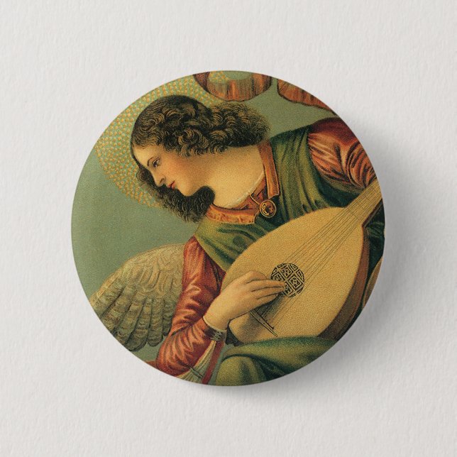 Badge Rond 5 Cm Angel Musician, Melozzo da Forli, Art Renaissance (Devant)