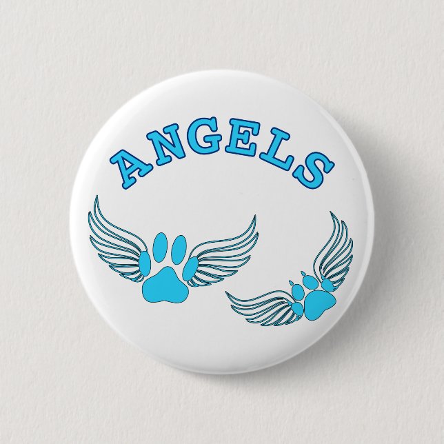 Badge Rond 5 Cm Angel Pis Animaux En Bleu (Devant)