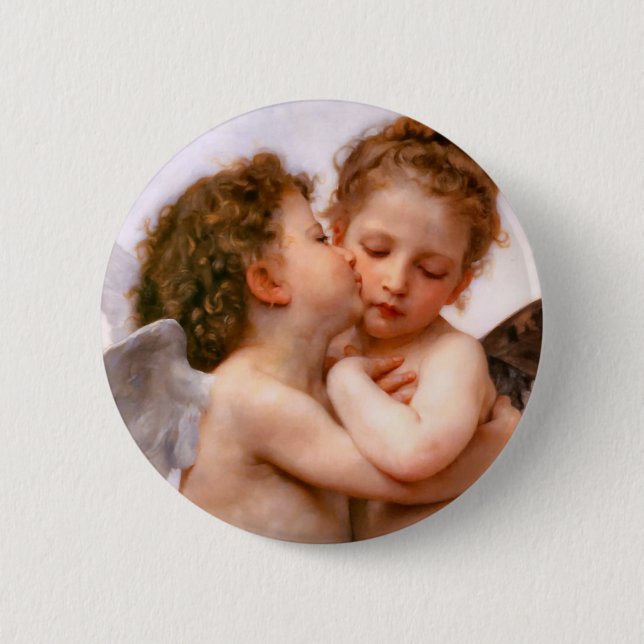 Badge Rond 5 Cm Angels First Kiss, Bouguereau (Devant)