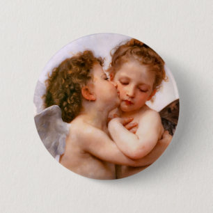 Badge Rond 5 Cm Angels First Kiss, Bouguereau